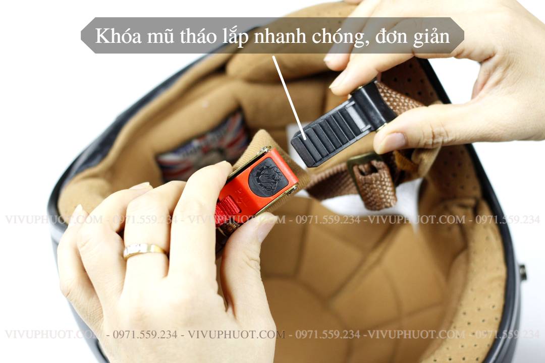 Mũ 3/4 Bulldog POM Đen Nhám