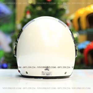Mũ 3/4 Bulldog POM Trắng Bóng