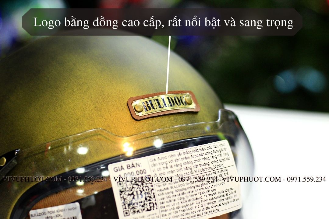 Mũ 3/4 Bulldog POM Vàng Xước