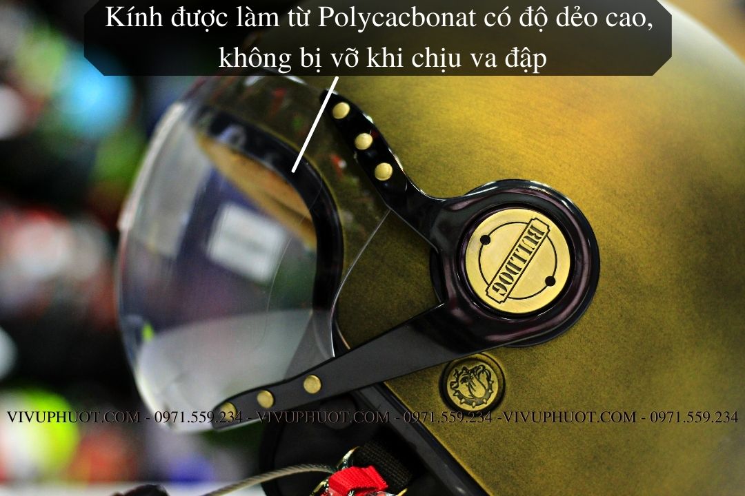 Mũ 3/4 Bulldog POM Vàng Xước