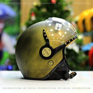 Mũ 3/4 Bulldog POM Vàng Xước