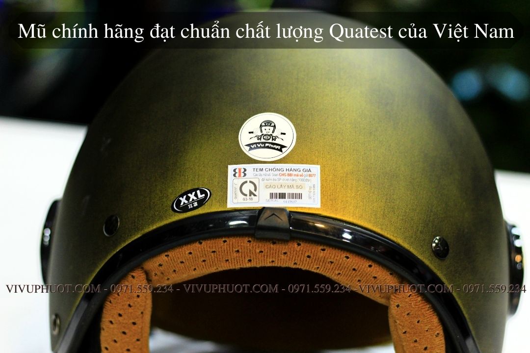 Mũ 3/4 Bulldog POM Vàng Xước