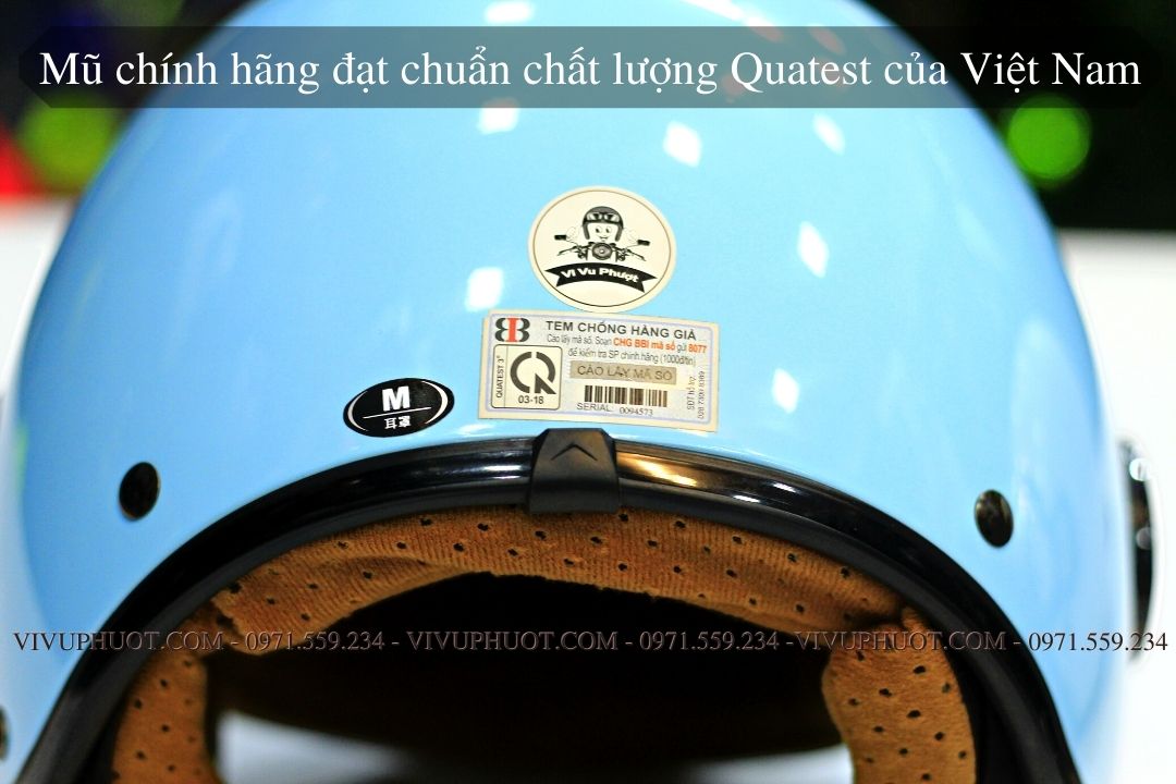 Mũ 3/4 Bulldog POM Xanh Dương