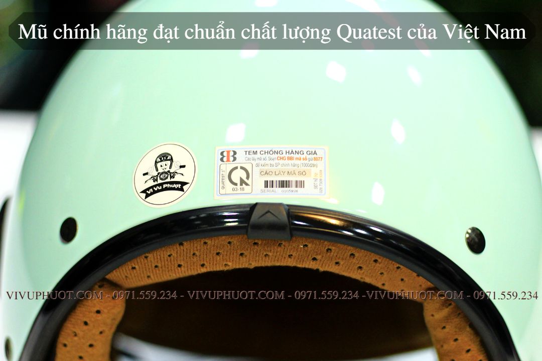 Mũ 3/4 Bulldog POM Xanh Ngọc