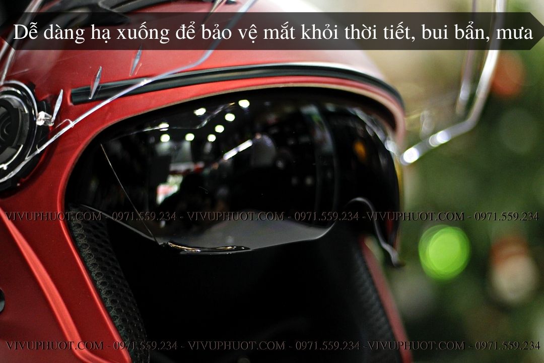 Mũ 3/4 Royal M268 2 Kính Đỏ Đô