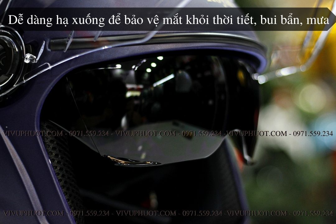 Mũ 3/4 Royal M268 2 Kính Xanh Mực