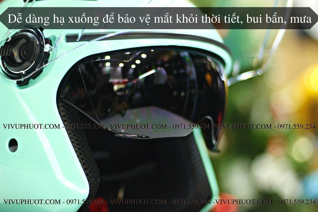 Mũ 3/4 Royal M268 2 Kính Xanh Ngọc