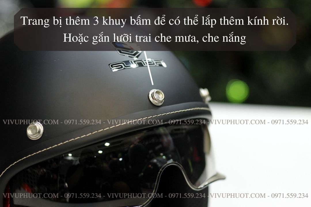 Mũ 3/4 Sunda 388 Đen Nhám