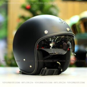 Mũ 3/4 Sunda 388 Đen Nhám