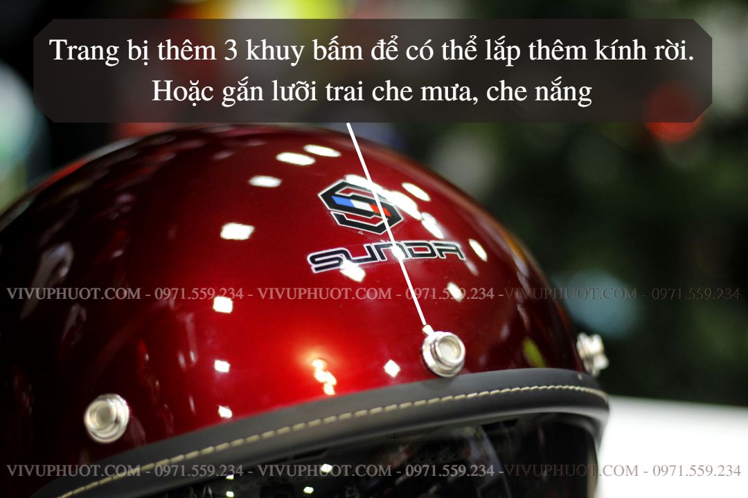 Mũ 3/4 Sunda 388 Đỏ Đô