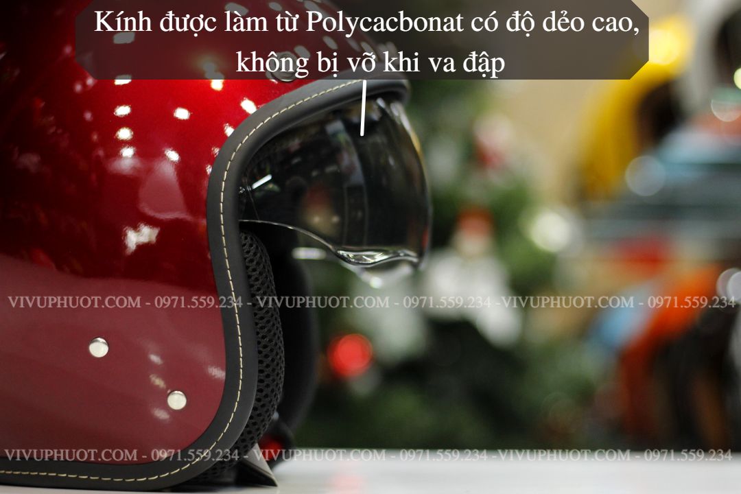 Mũ 3/4 Sunda 388 Đỏ Đô