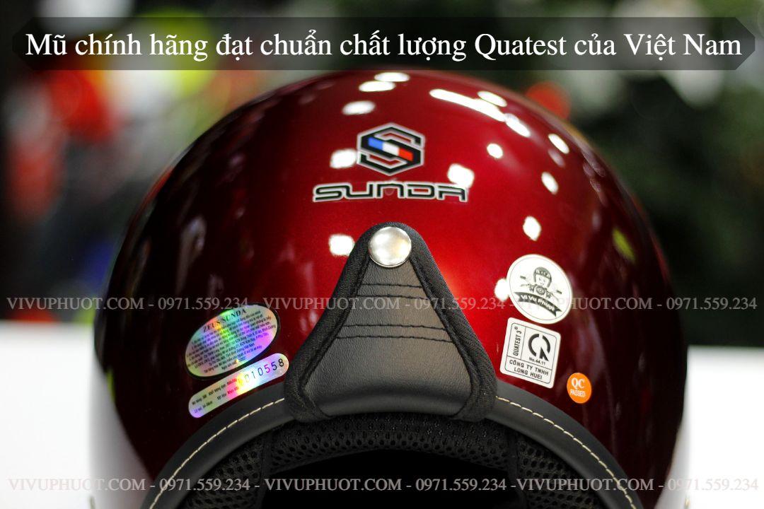 Mũ 3/4 Sunda 388 Đỏ Đô