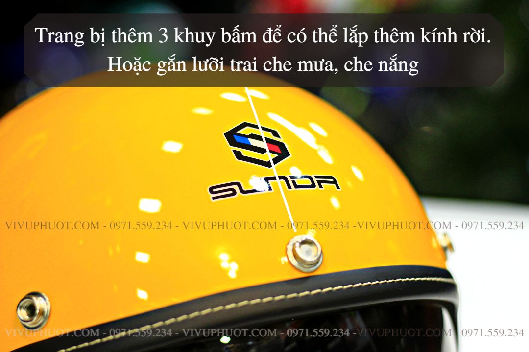 Mũ 3/4 Sunda 388 Vàng Bóng