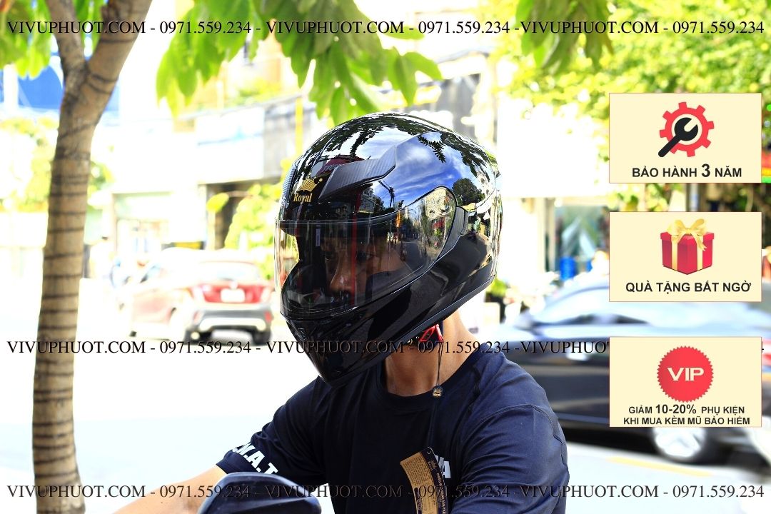 Mũ Fullface Royal M138B Đen Bóng