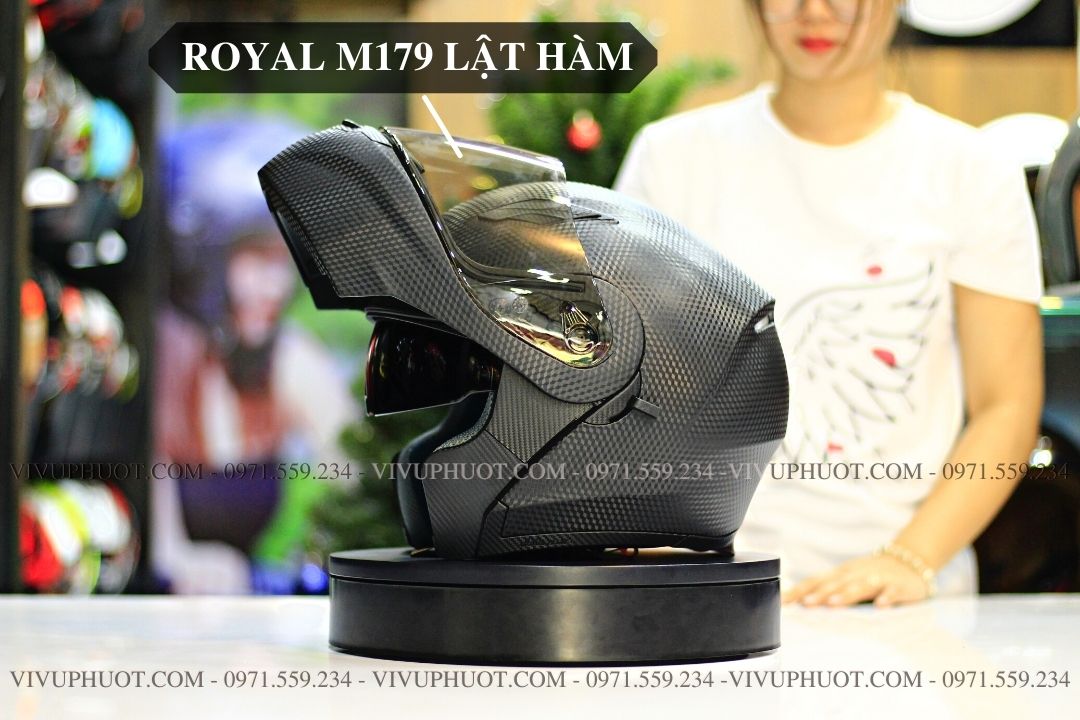 Mũ Fullface Royal M179 Lật Cằm Vân Carbon