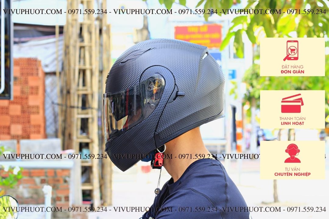 Mũ Fullface Royal M179 Lật Cằm Vân Carbon