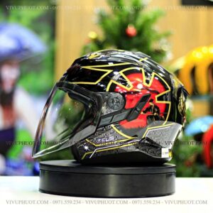 Mũ 3/4 Zeus 613B Samurai Đỏ Bóng