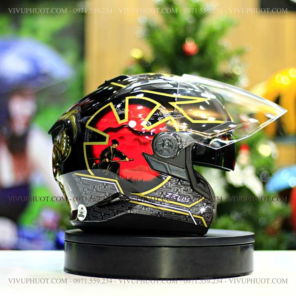 mu-bao-hiem-3-4-zeus-613b-samurai-den-25 Mũ 3/4 Zeus 613B Samurai Đỏ Bóng