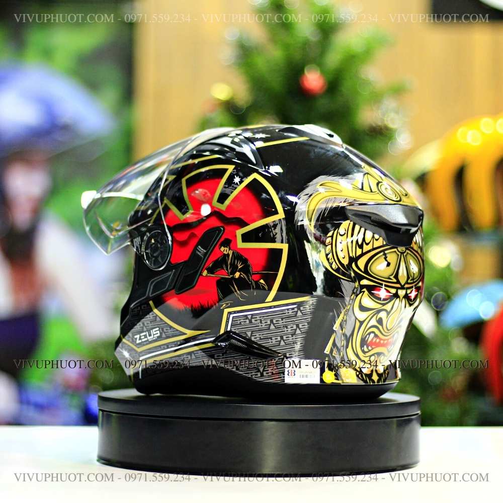 mu-bao-hiem-3-4-zeus-613b-samurai-den-28 Mũ 3/4 Zeus 613B Samurai Đỏ Bóng