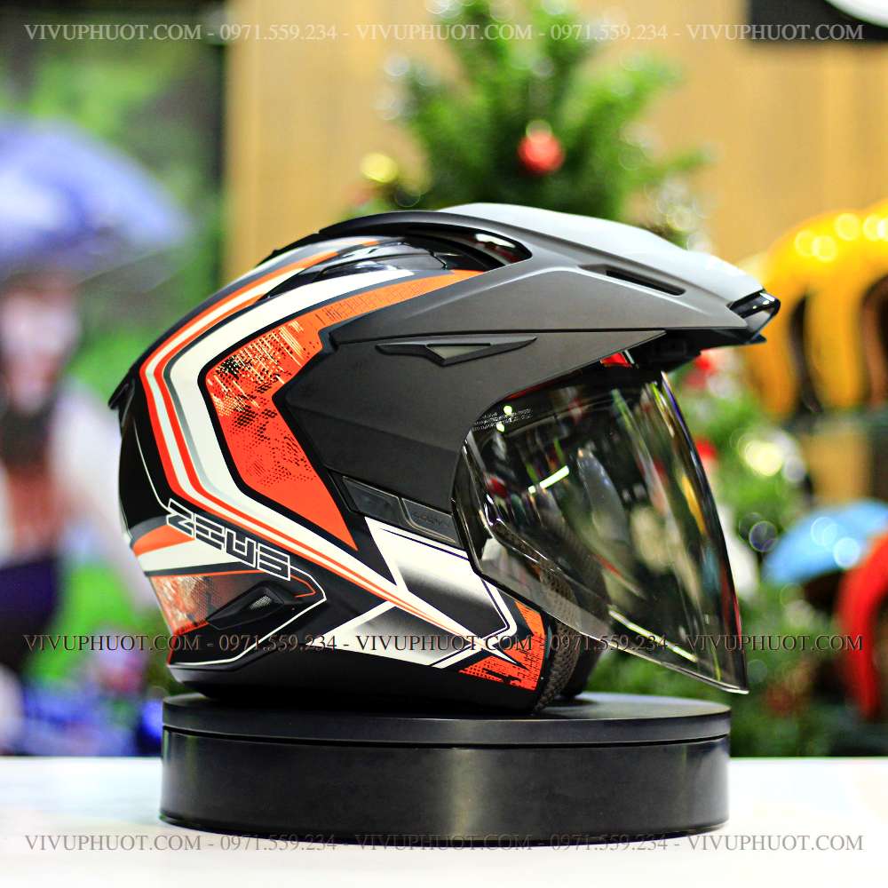 mu-bao-hiem-3-4-zeus-613b-trang-cam-34 Mũ 3/4 Zeus 613B Samurai Trắng Cam
