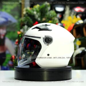 Mũ 3/4 Royal M268 2 Kính Trắng Bóng