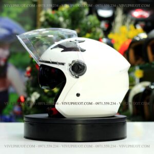 Mũ 3/4 Royal M268 2 Kính Trắng Bóng