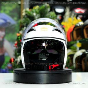 Mũ 3/4 Royal M268 2 Kính Trắng Bóng