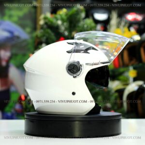 Mũ 3/4 Royal M268 2 Kính Trắng Bóng