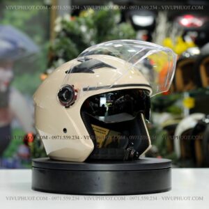 Mũ 3/4 Royal M268 2 Kính Trắng Sữa