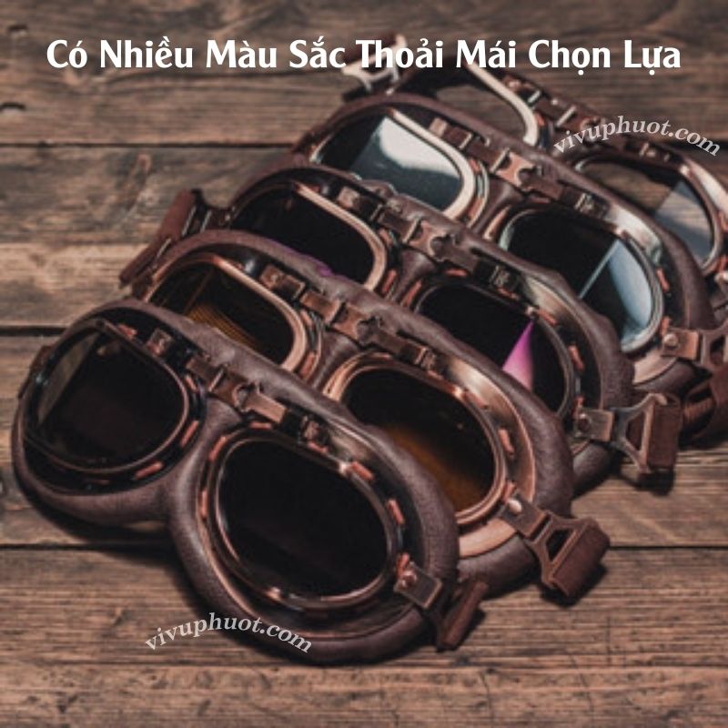Kính Phi Công Cho Mũ 1/2 và 3/4 Gọng Đồng