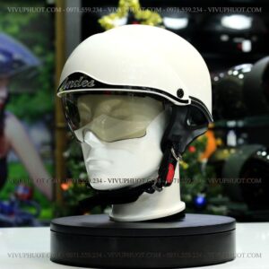 Mũ Bảo Hiểm 1/2 Andes 139 Trắng Bóng