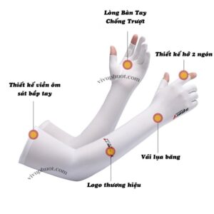 Găng Tay Chống Nắng Nam Nữ Dài SPORT Xỏ Hở Ngón