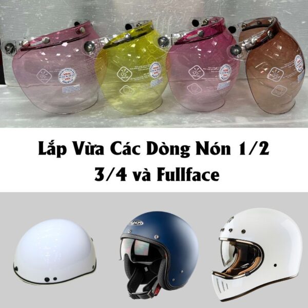 Kính Bubble Sunda Gắn Nón 3/4, Fullface