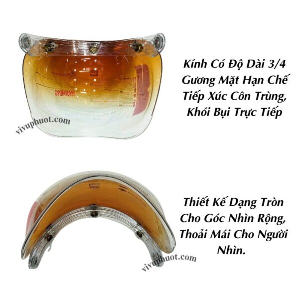 Kính Bubble Gắn Nón 3/4, Fullface