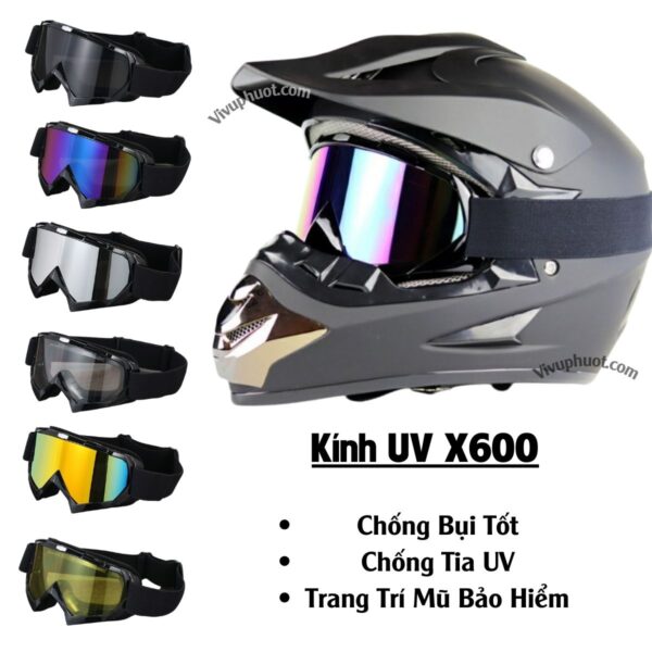 Kính Uv X600 Cho Mũ Bảo Hiểm 3/4 và Fullface