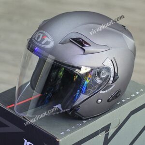 Mũ 3/4 KYT Venom X1 Xám Đen