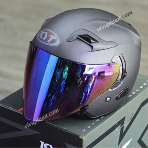 Mũ 3/4 KYT Venom X1 Xám Đen