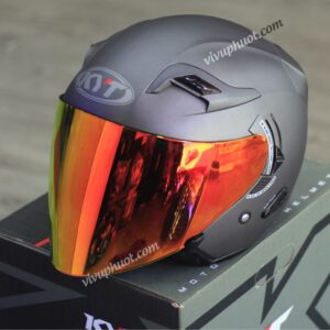 Mũ 3/4 KYT Venom X1 Xám Đen