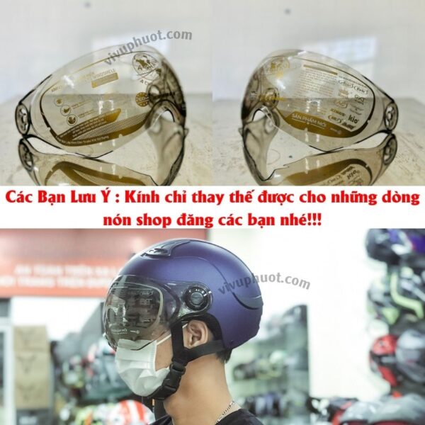 Kính Thay Thế Mũ Bảo Hiểm 3/4 Royal M20K-M156K-Asia1/2 MT106K-MT109K-MT118K-MT155K