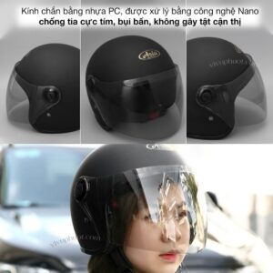 Kính Thay Thế Cho Mũ Bảo Hiểm 3/4 Royal M124K – GRO 818,Rona R8 -Asia MT124K