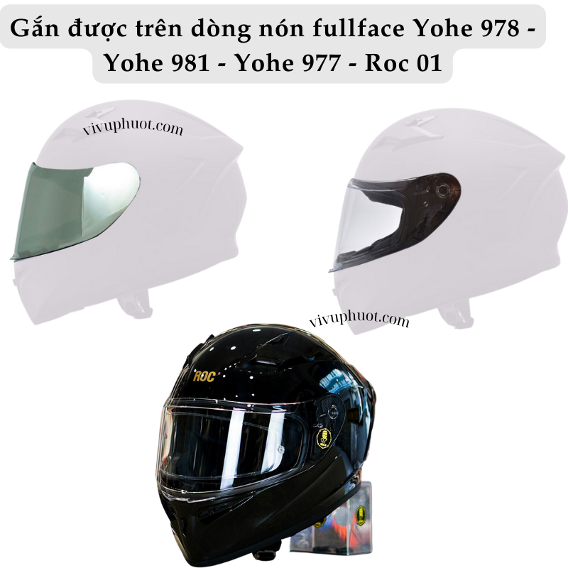 Kính Thay Thế Nón Bảo Hiểm Yohe 977- 978 - 981 Lắp Được ROC 01
