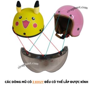 Kính Bubble VVP Ngắn Gắn Cho Nón 3/4 Và nón 1/2