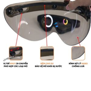 Kính Bubble VVP Ngắn Gắn Cho Nón 3/4 Và nón 1/2