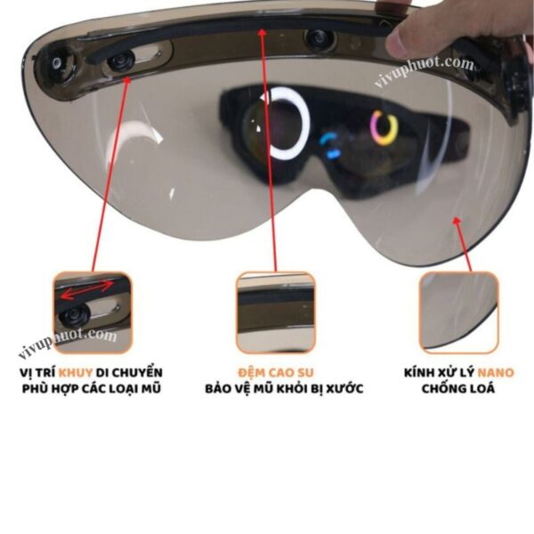 Kính Bubble VVP Ngắn Gắn Cho Nón 3/4 Và nón 1/2
