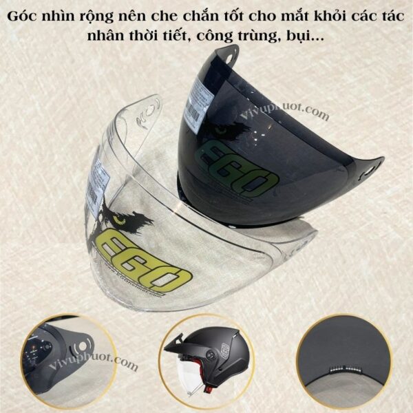Kính Thay Thế Mũ Bảo Hiểm 3/4 Ego E2