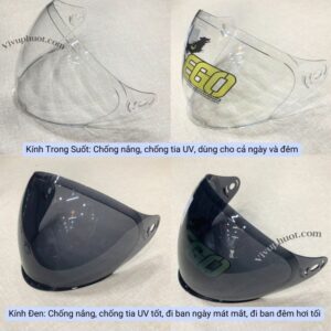 Kính Thay Thế Mũ Bảo Hiểm 3/4 Ego E2