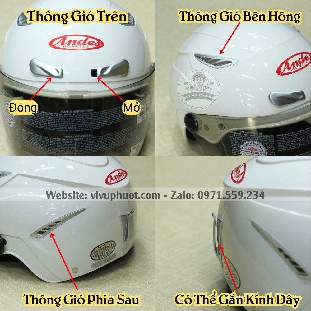 Mũ Bảo Hiểm Nửa Đầu Andes 126