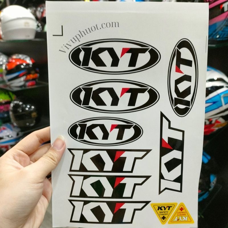 Bộ Tem Logo KYT Dán Nón Bảo Hiểm Siêu Chất