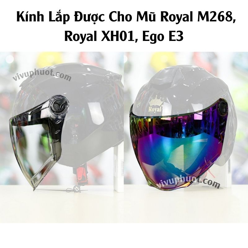Kính Rời Thay Thế Mũ Bảo Hiểm Royal M268, Royal XH01, Ego E3