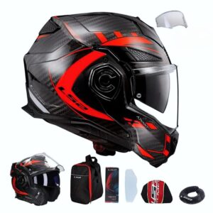 Mũ Bảo Hiểm Fullface Lật Hàm 180 Độ LS2 Advant X Carbon - Future Red